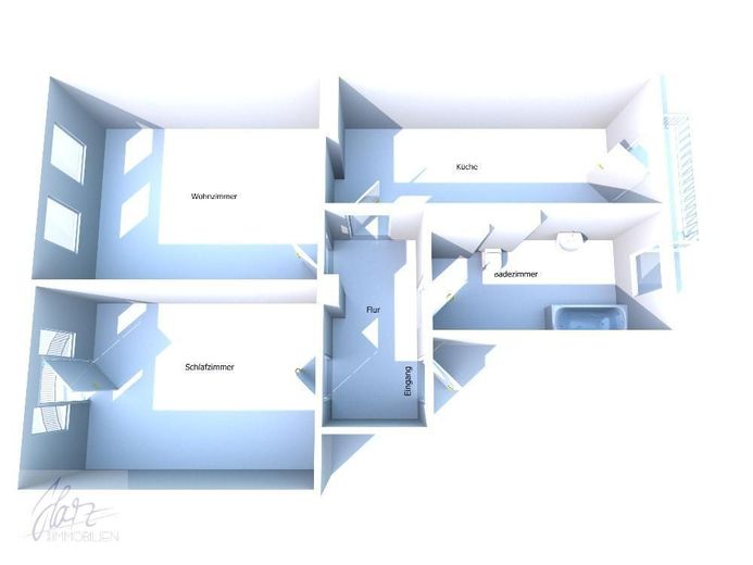 ***EXKLUSIVE 2-RAUM-ALTBAUWOHNUNG MIT STUCKDECKEN &amp; " BALKONEN *** Wohnen im Herzen von Alt-Riesa – 3D-Ansicht