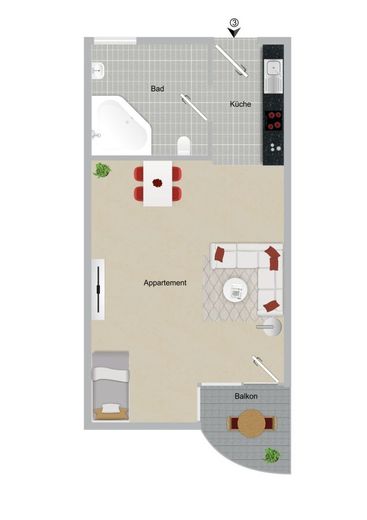 RENDITESTARK! Neubau-MFH mit 6 Wohneinheiten, 6 Stellplätzen &amp; Aufzug in Top-Lage von Kerpen – Grundriss 1.OG - Whg. 3