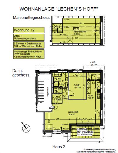 Moderne 3-Raum-Maisonette-Wohnung mit Dachterasse in Seevetal direkt vom Eigentümer – Grundriss
