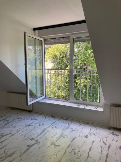 Helle DG Wohnung , 4 Zimmer, in Mannheim Käfertal – Blick in den Garten