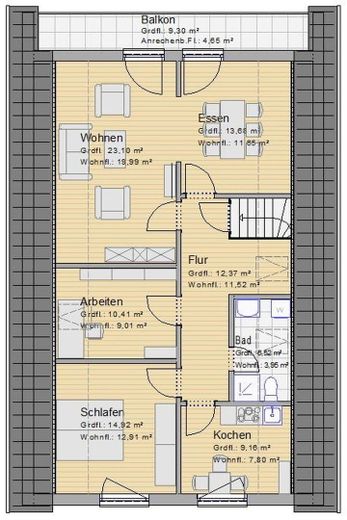 Grundriss (ohne Möbel/Küche)