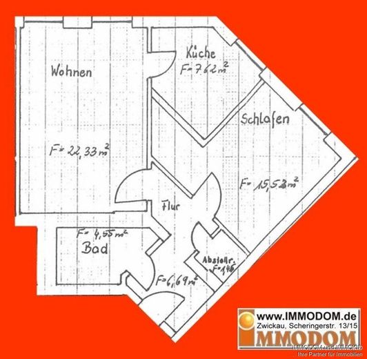2-Zimmer-Wohnung, neu und hochwertig renoviert, in Zwickau-Pölbitz zu vermieten! – Grundriss