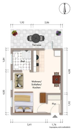 Voll möbliertes 1-Zimmer Apartment in Stendal City mit EBK und Balkonterrasse am Krankenhaus – Foto 6