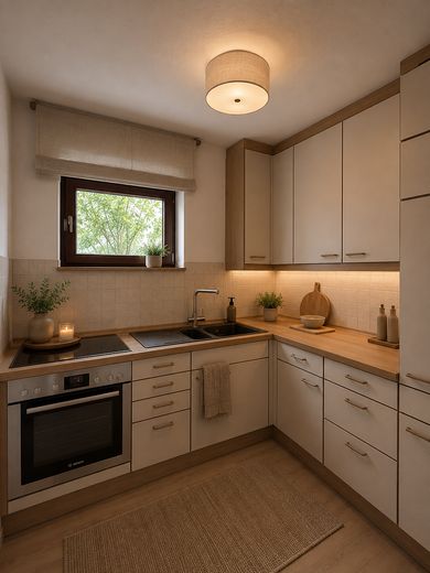 Erstbezug nach Renovierung: Gemütliche 2 Zimmer Wohnung mit eigenem Eingang und Garten in Gültlingen – Küche_gestaged