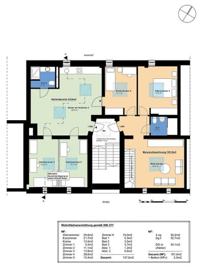 DG Maisonette-Townhouse mit Atelier – Wohnen und Arbeiten unter einem Dach – Grundriss DG