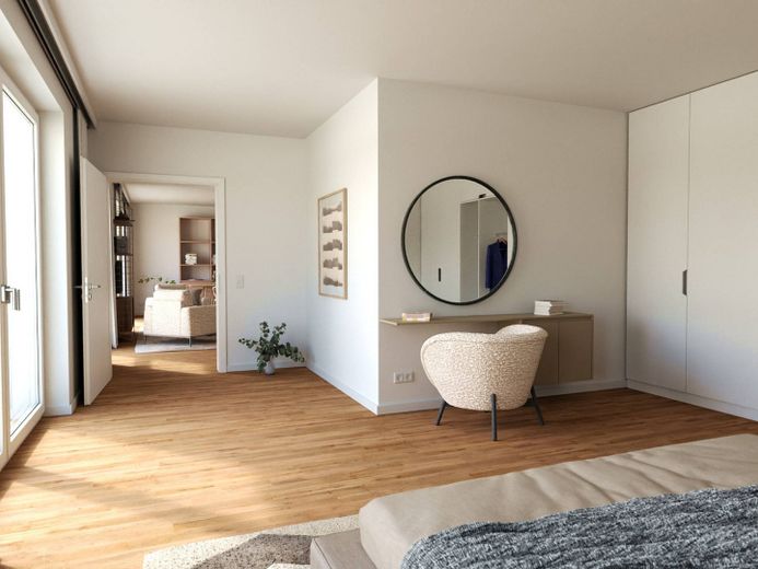Geräumige 2-Zimmer-Wohnung mit EBK und 2 BALKONEN im Neubauquartier 'Ferdinand's Garden' – Ansicht II: Schlafzimmer