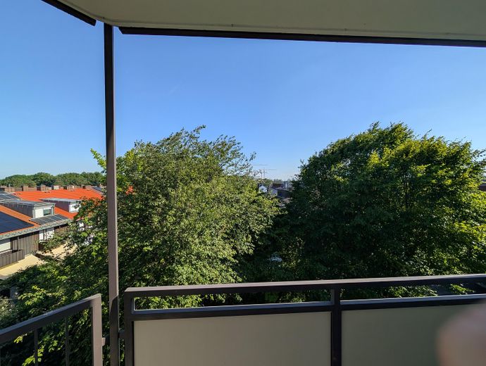 Ruhige 4-Zimmer-Wohnung, ohne Provision, von Privat, nahe Erholungsgebiet mit Südbalkon – Aussicht vom Balkon / Wohnzim.