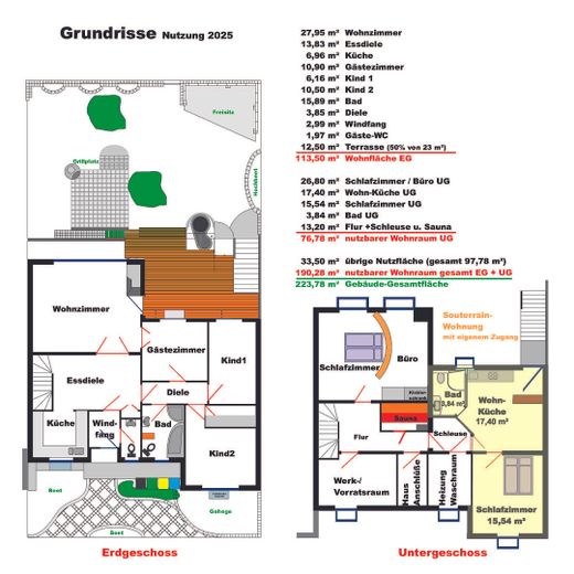 Grundrisse mit Kalkulation