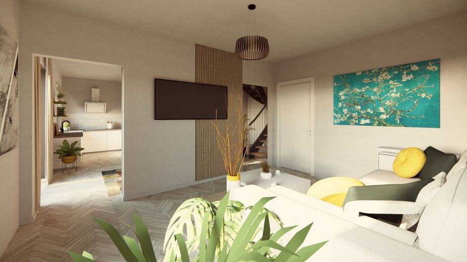 DAS KLASSISCHE EINFAMILIENHAUS MIT OFFENER BAUWEISE – Ansicht Wohnzimmer