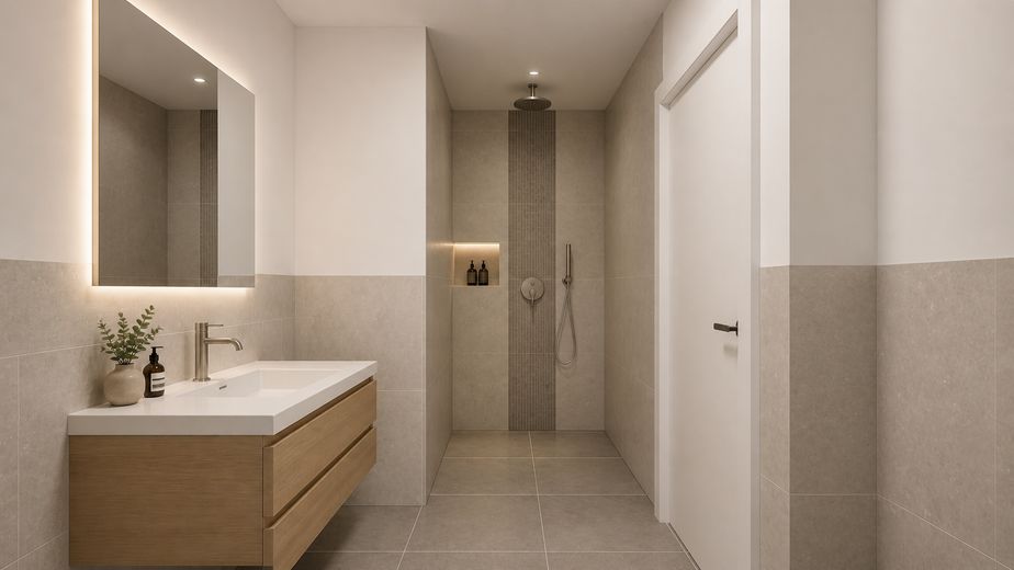Großzügige 4,5-Zi.-Maisonette in Ergenzingen - Balkon, TG-Stellplatz & Wohnen auf 2 Ebenen – Visualisierung 1. DG Bad
