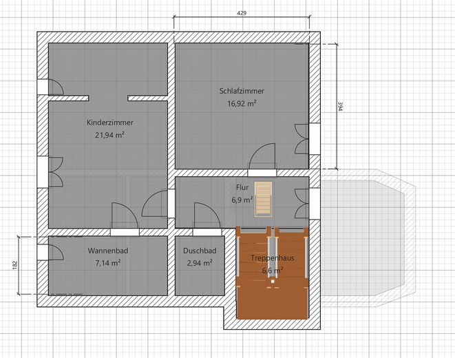 Charming country house with living basement, large garden, workshop, two verandas, hobby stable – Skizze Obergeschoss
