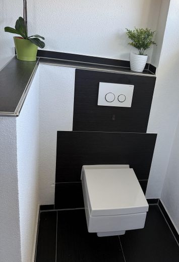 Modernes Einfamilienhaus mit Wintergarten, Doppelgarage und liebevoll angelegtem Garten in Schwendi – WC im Badezimmer