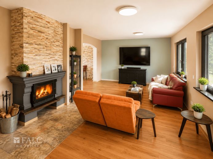 Modernisiertes Wohnhaus mit Einliegerwohnung, Smart Home, PV-Anlage und Feldrandlage – Wohnzimmer Haupthaus 2