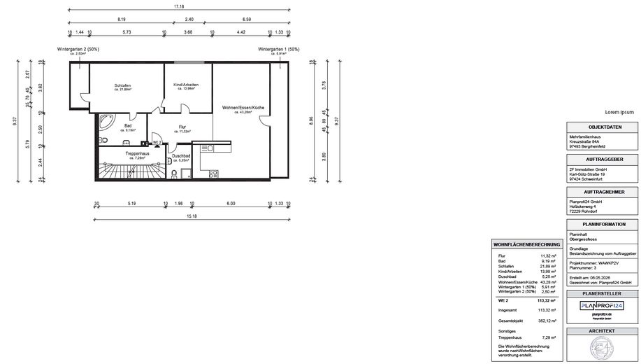 Excepcionalmente amplio apartamento en propiedad de 3–4 habitaciones con baño wellness, dos jardines de invierno, cocina equipada – Grundriss