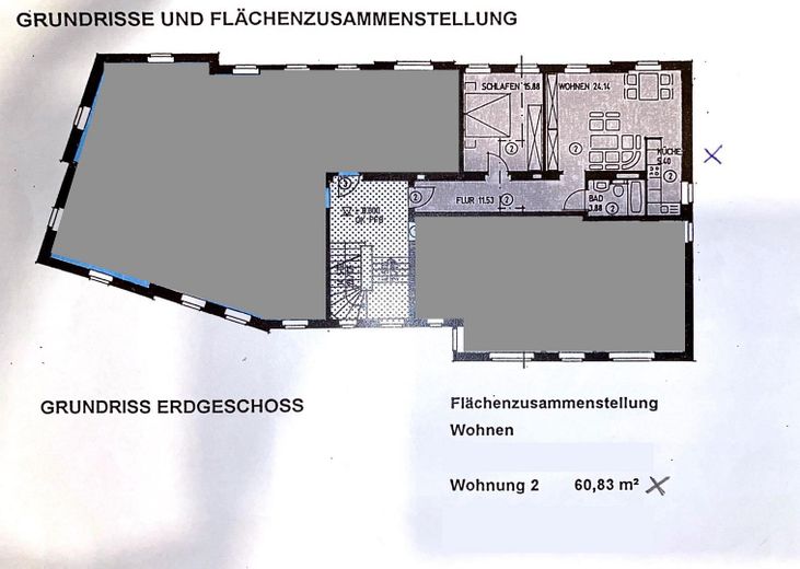 Grundriss 2-Zi-Wg. EG