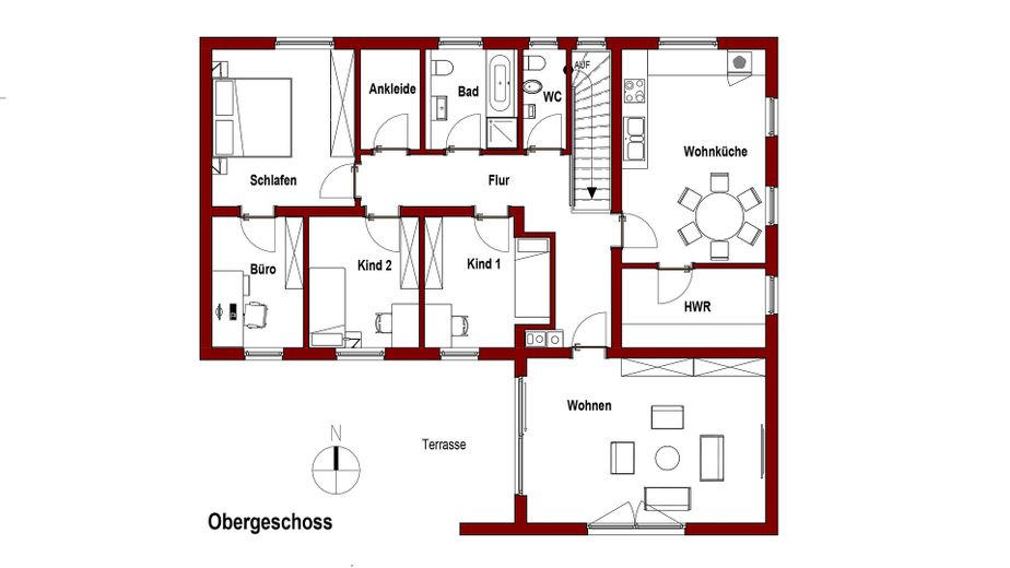 Freistehendes Wohnhaus mit großzügigem Grundstück - provisionsfrei direkt vom Eigentümer – OG-Grundriss