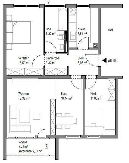 Frisch sanierte 3-Zimmer-Wohnung mit Loggia und TG in attraktiver Lage – Foto 7