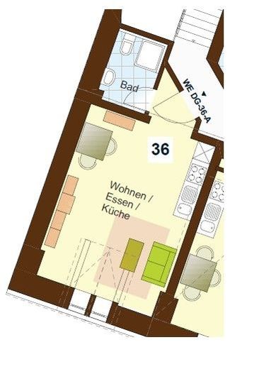 Pendler und Singles aufgepasst!  Schönes kleines Appartement in zentraler Lage mit top Anbindung – Grundriss WE 36