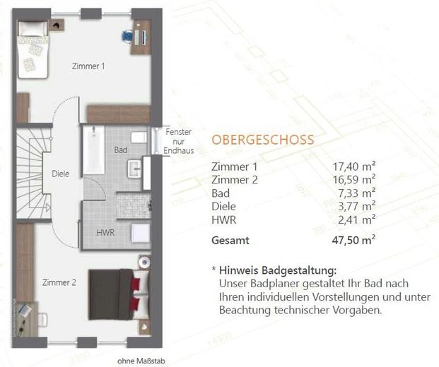 Übergabe für März 2027 geplant - Jetzt noch mitgestalten!!! – Grundriss Obergeschoss