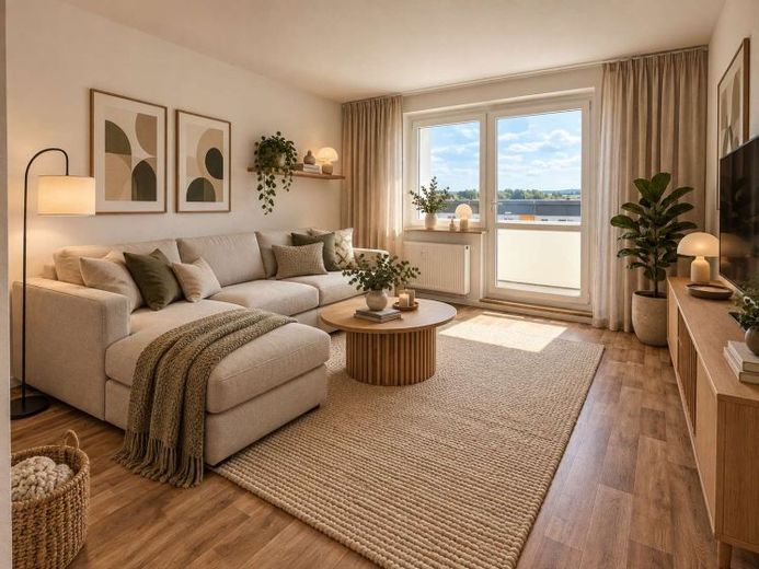 Sonnige Aussichten! Sanierte 3-Raum-Wohnung mit verglastem Balkon und Ausblick zum Sofortbezug – Foto 1