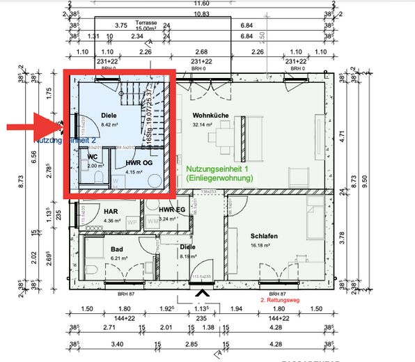 Grundriss EG (Wohnungsflur)
