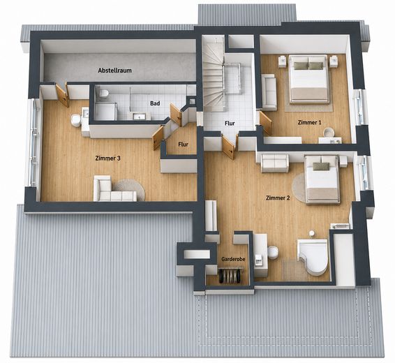 Havuz, ev sineması ve seçkin yaşam konforuyla aile cenneti – Grundriss Dachgeschoss