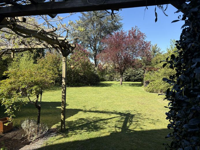 Casa unifamiliare con grande terreno, molta privacy e molteplici possibilità – Blick in den Garten