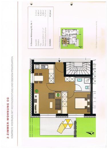 2-Zi. Erdgeschosswohnung in Wiley – Foto 1