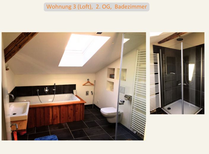 Badezimmer m. Dusche im Loft