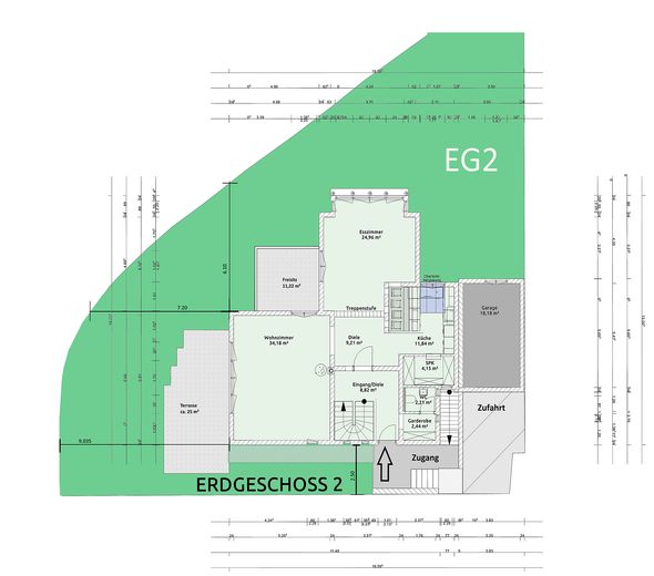 Panoramablick & Platzwunder: ca. 285m² Architektenhaus (Energie B), Einliegerwohnung & Praxis-Loft – EG 2