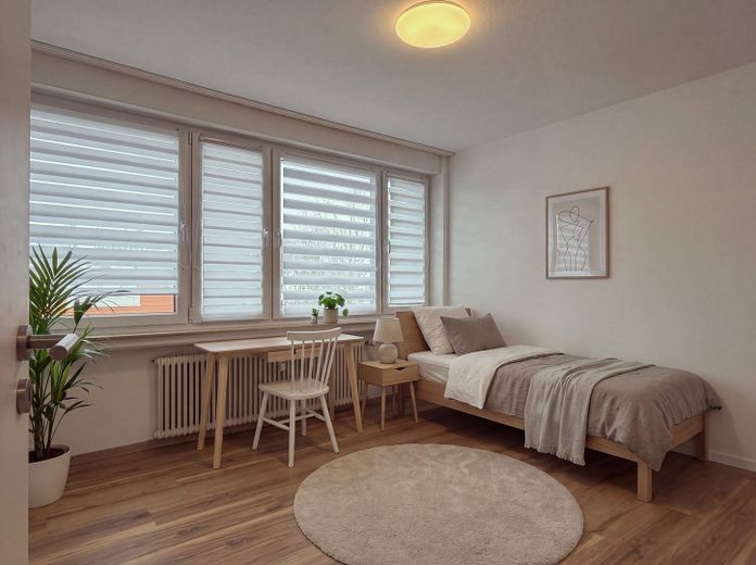 1-room apartment for rent in Vechta (WE 2.7) – Wohnraum (KI-Möblierung)