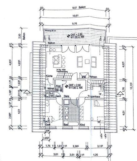 Grundriss obere Wohnung