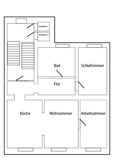 Vielseitiges Wohnhaus: Großfamilie oder 3×3-Zimmer-Wohnungen + Gewerbe & Garten – 2. Etage