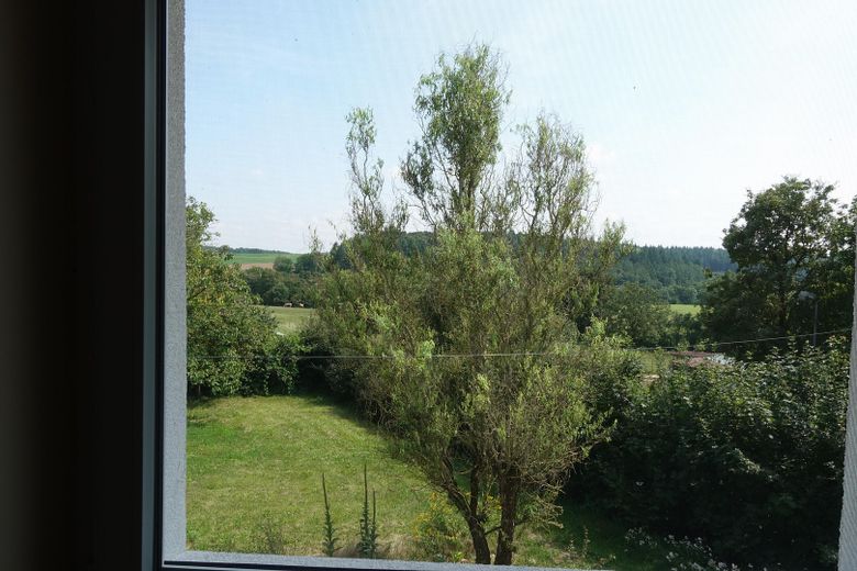 Domaine rural isolé avec infrastructure autonome – 4 ha, fonctionnement en îlot, autosuffisance | Sans agent immobilier – Blick in Garten vom OG