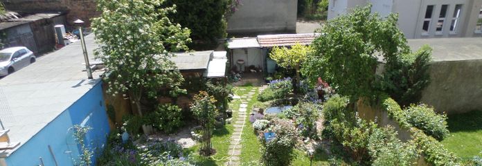Großer Garten mit Laube