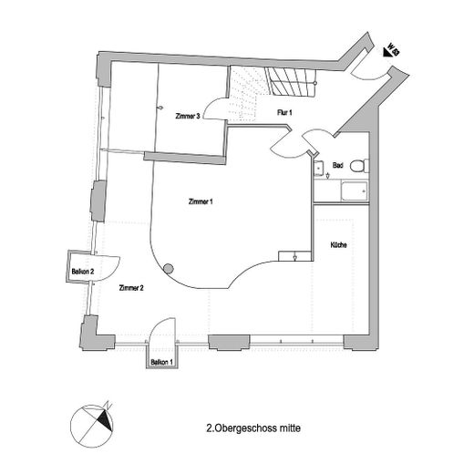 Potsdamer Platz – Lichte Maisonette am Park: Bezugsfrei, Provisionsfrei! – Grundriss 2. OG
