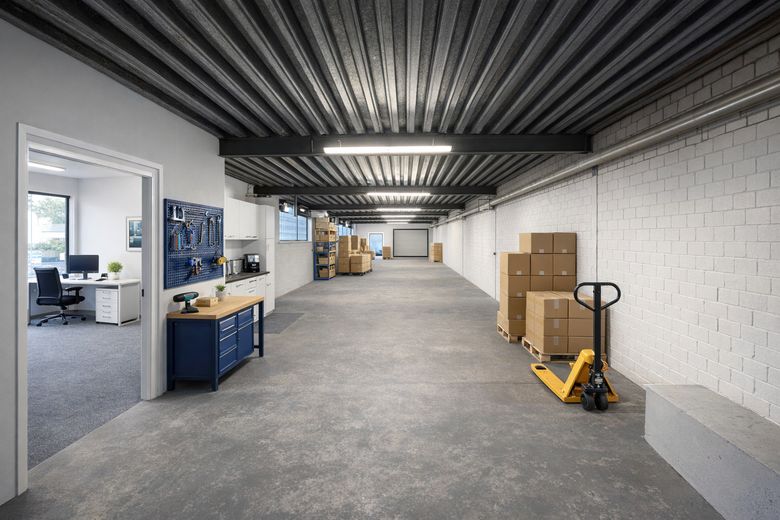 Lager-/Produktionsfläche mit Büro in Wuppertal-Vohwinkel – Halle virtuelles Home Staging 