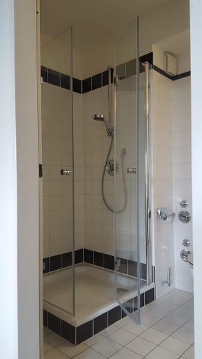 Loft an der Elbe mit Balkon und Blick auf den Elbtower, neben Hafencity – Dusche