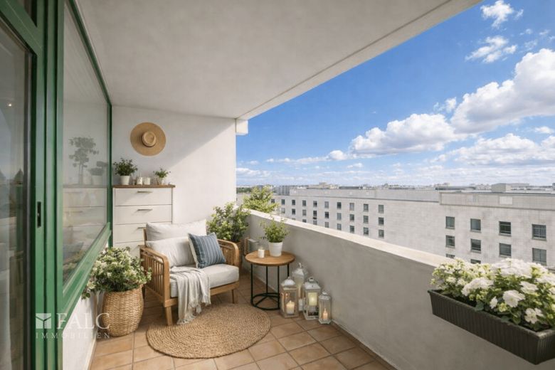 Kompaktes Apartment mit Balkon und Tiefgaragenstellplatz in München-Sendling – Einrichtungsbeispiel Balkon