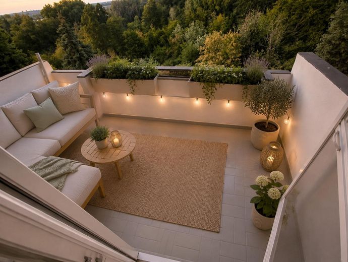Renovierter Wohntraum mit Seeblick: 87 m² 3-Zimmer-Wohnung inkl. Einbauküche & Balkon – Einrichtungsbeispiel