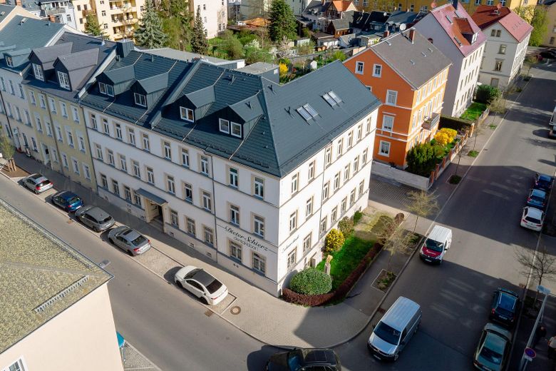 Penthousewohnung in Freiberg zu vermieten – Luftaufnahme