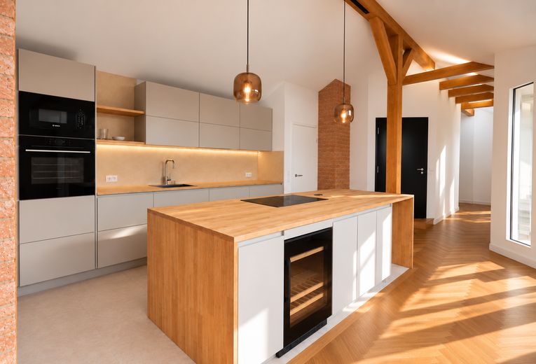 Penthouse avec sauna et toit-terrasse dans le Bergmannkiez – Küche