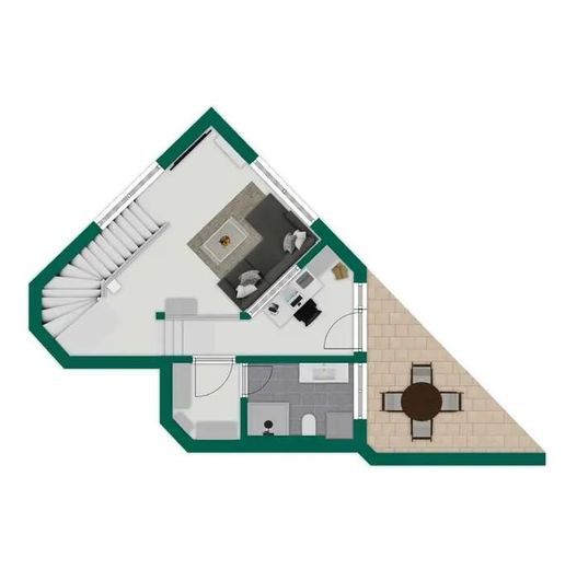 Maisonette mit großer Süd-West-Terrasse + Balkon, Solar, 2 Badern & 2 TG-Plätzen – Parknähe – Grundriss Erdgeschoss