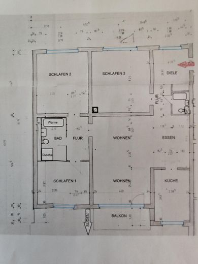 Grand appartement de 4 pièces avec balcon et place de parking en sous-sol, dans un quartier prisé de Bad Homburg – Grundriss Bemaßung