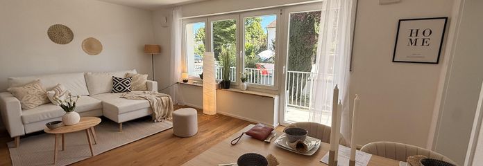 Kernsanierte 3-Zimmer-Wohnung mit Süd-Balkon & Garage – modern, bezugsfertig, provisionsfrei – Wohn- und Essbereich