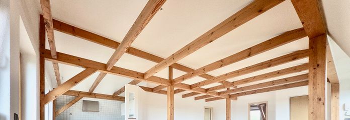 2-кімнатна мансардна квартира в Бонсдорфі з видом із балкона на зелені насадження