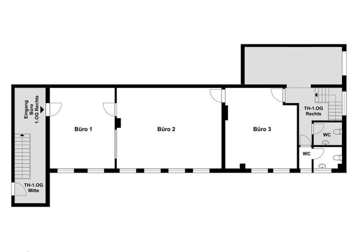 Superfici ufficio flessibili con capannone di stoccaggio e aree sociali a Gelsenkirchen-Erle – Grundriss Büro 1.OG (Rechts)