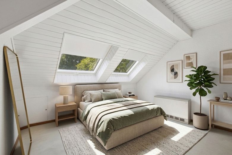 First occupancy after complete renovation: Dream attic apartment with roof terrace, fireplace & air conditioning – Elternschlafzimmer