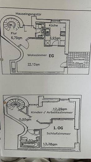 Berlin-Kladow -kernsanierte 3 Zimmer Maisonette Wohnung mit kleinem Garten – Grundriss EG und OG