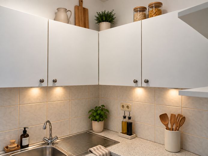 Helles 1-Zimmer-Apartment mit Südbalkon, Einbauküche und Stellplatz in Nürnberg-Laufamholz – Küche 1